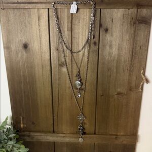 Free People Silver Layered Charm Chain Necklace